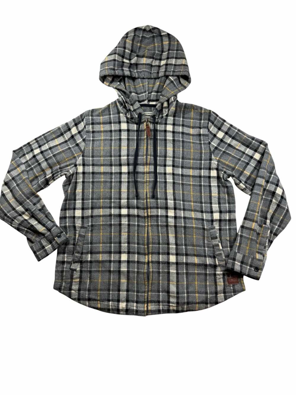 L.L.Bean Women’s M Relaxed Fit Plaid Flannel Hooded Shirt Jacket Shacket